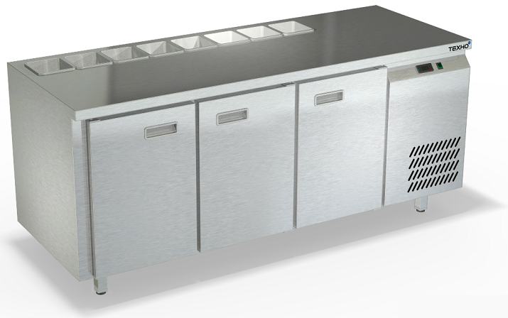Охлаждаемый стол для салатов боковой агрегат без крышки без борта 1/6 СПБ/С-125/30-1807 (1835x700x850 мм)