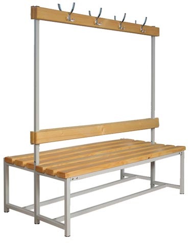 Скамейка с вешалкой двухсторонняя СГ-2В-1000 для спортивной раздевалки с деревянным настилом