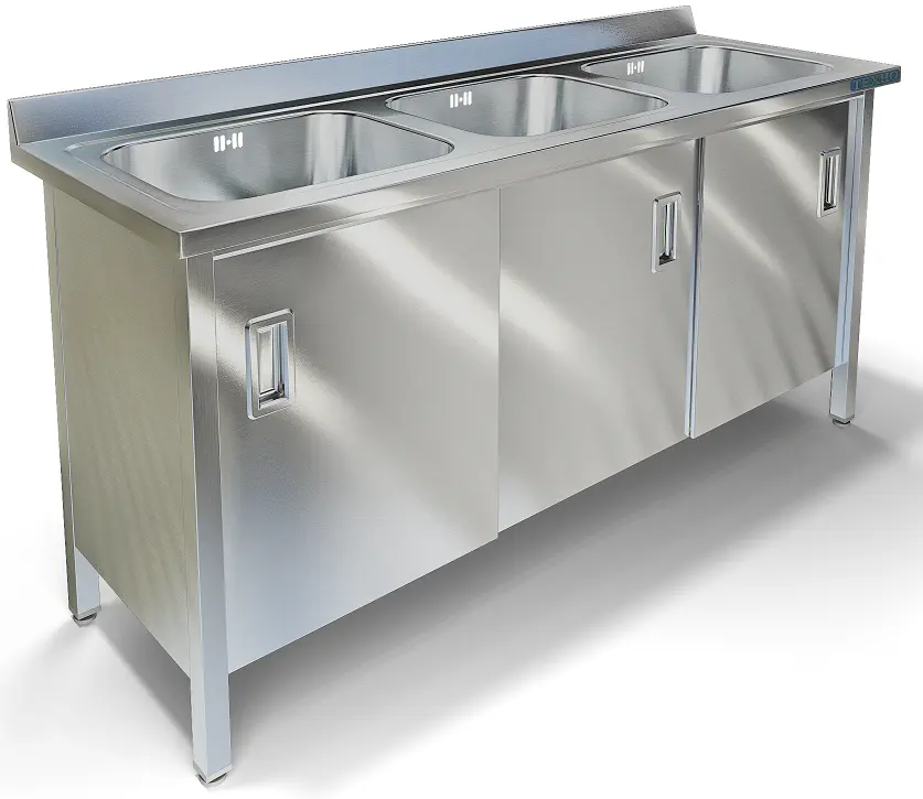 Ванна моечная трехсекционная с фартуком ВМ-45/456