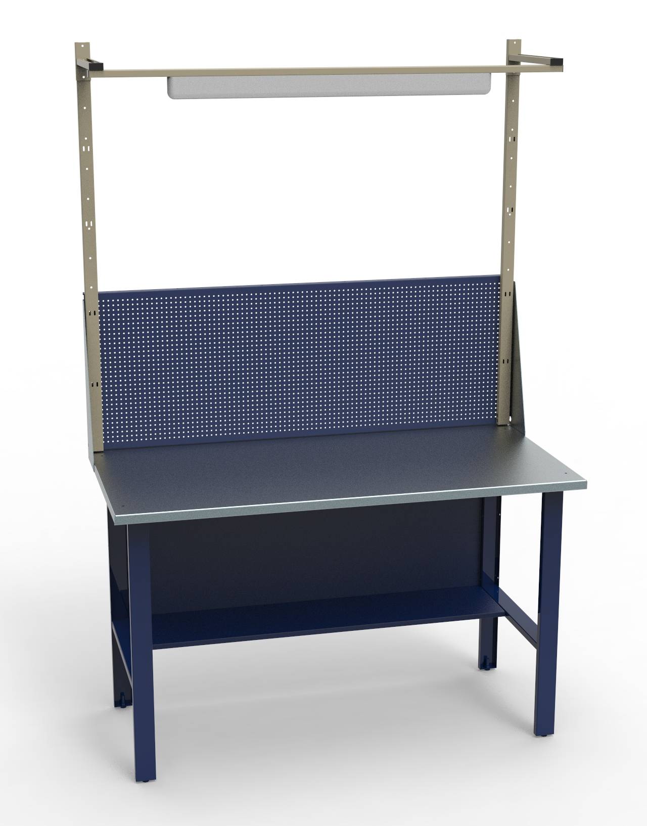 Стол СВ-0Т.00.00.14_сб1 (1400х690х1350 мм) слесарный металлический с защитным экраном и освещением